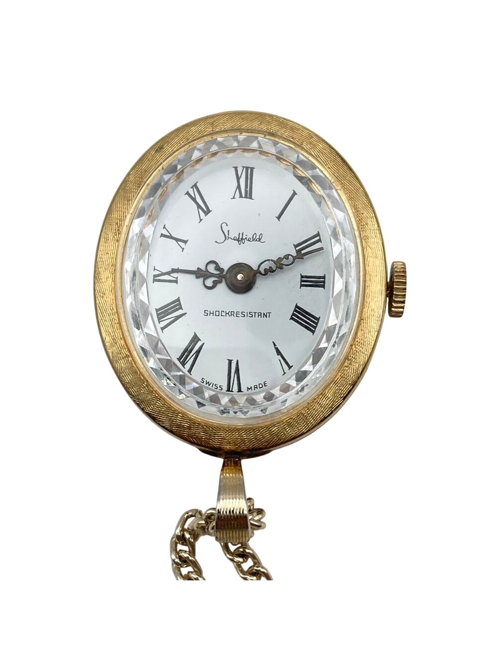 VTG Sheffield Swiss Pendant Women's Mechanical Watch w/ Chain F-R Base Metal